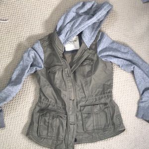 ABERCROMBIE: Grey/Green Hooded Jacket